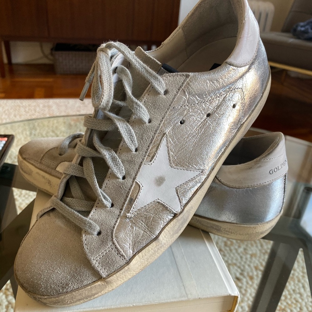Golden Goose silver Superstars size 38